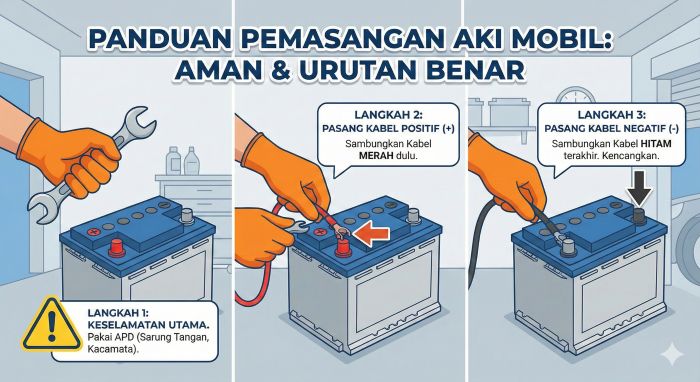 cara pasang aki mobil bahasa indonesia