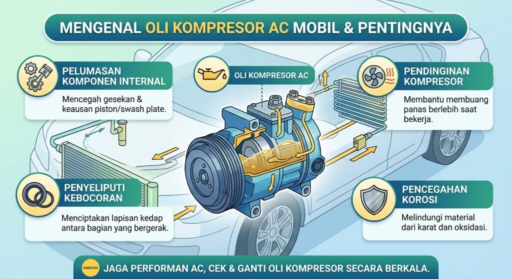 cara pilih oli kompresor ac mobil
