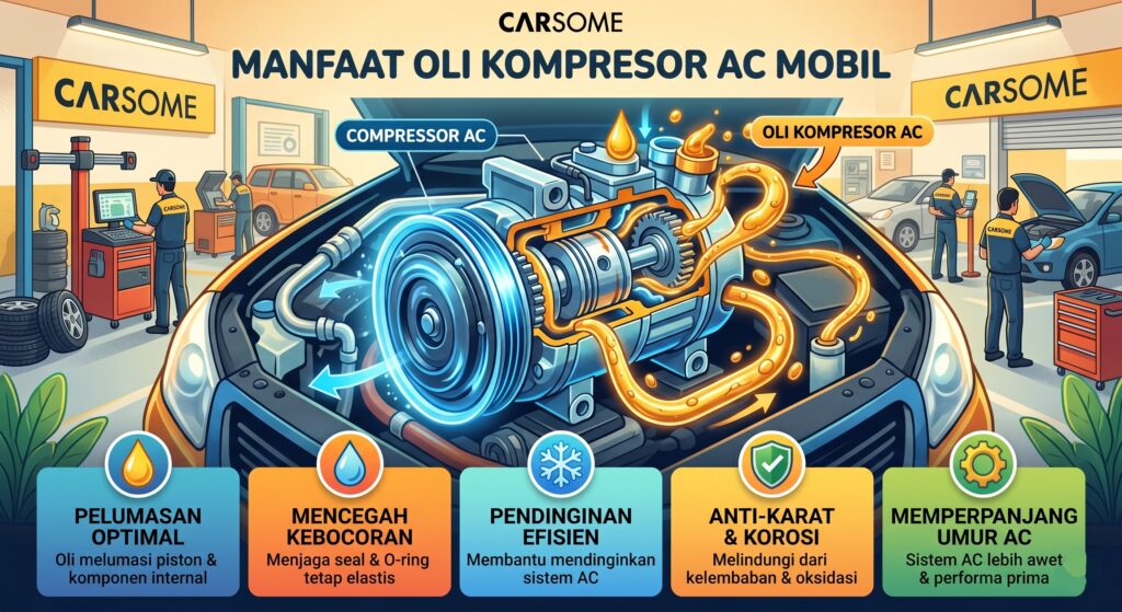 ilustrasi oli kompresor ac mobil