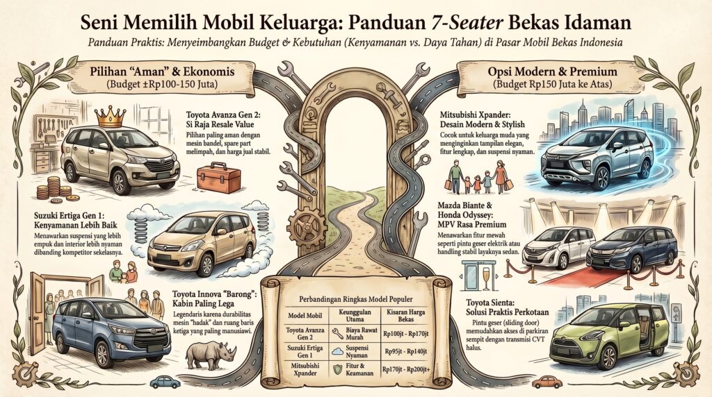 infografis mobil bekas 7 seater penumpang